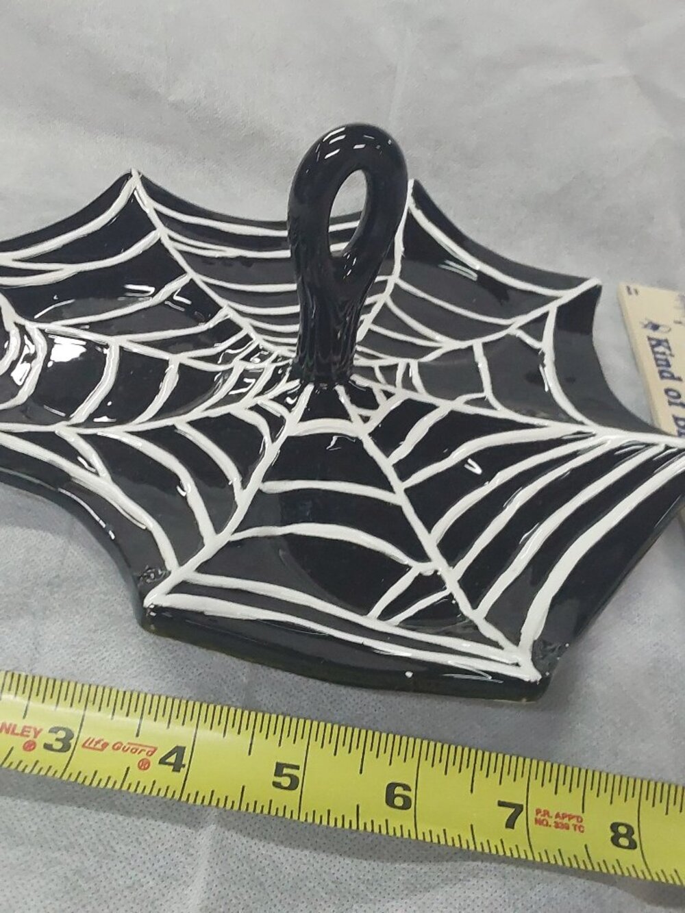 Spiderweb hors d'oeuvres serving plate with handle